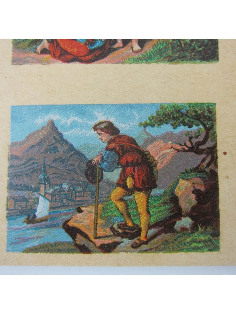 Antique Lithograph Print Samples Lot Mini Landscapes Towns Villages People RARE